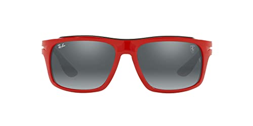 Ray-Ban RB4364M Scuderia Ferrari Collection Aviator Sunglasses, Red/Grey Mirrored Silver Gradient, 61 mm