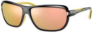 ray-ban rb4365m scuderia ferrari collection aviator sunglasses, black/light brown mirrored pink, 62 mm