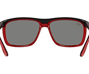 Ray-Ban Rb4363m Scuderia Ferrari Collection Aviator Sunglasses, Matte Black On Red/Grey Mirrored Silver, 61 mm