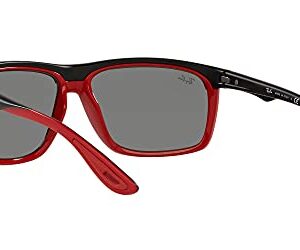 Ray-Ban Rb4363m Scuderia Ferrari Collection Aviator Sunglasses, Matte Black On Red/Grey Mirrored Silver, 61 mm