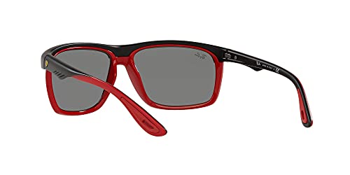 Ray-Ban Rb4363m Scuderia Ferrari Collection Aviator Sunglasses, Matte Black On Red/Grey Mirrored Silver, 61 mm