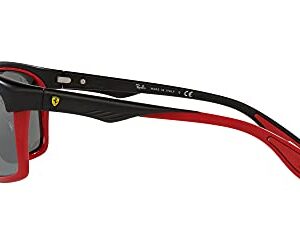 Ray-Ban Rb4363m Scuderia Ferrari Collection Aviator Sunglasses, Matte Black On Red/Grey Mirrored Silver, 61 mm