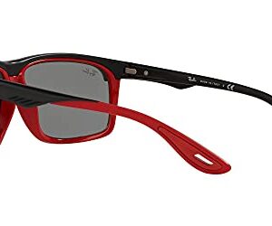 Ray-Ban Rb4363m Scuderia Ferrari Collection Aviator Sunglasses, Matte Black On Red/Grey Mirrored Silver, 61 mm