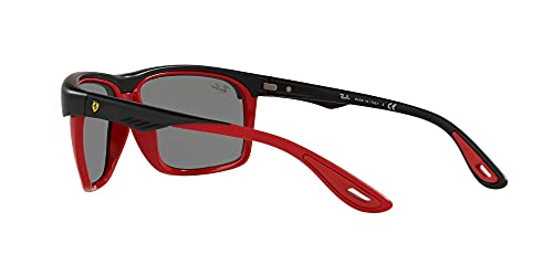 Ray-Ban Rb4363m Scuderia Ferrari Collection Aviator Sunglasses, Matte Black On Red/Grey Mirrored Silver, 61 mm