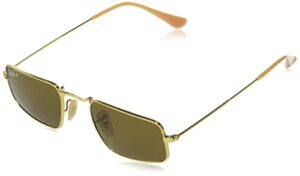 ray-ban rb3957 julie rectangular sunglasses, legend gold/polarized brown, 49 mm