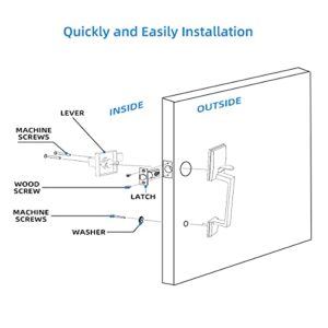 Roughshi Front Door Handle, Exterior/Interior Entry Lower Half Handleset Single Cylinder Lever, Century Trim for Left and Right Door Matte Black