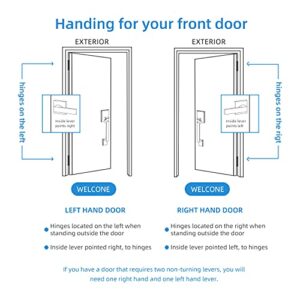 Roughshi Front Door Handle, Exterior/Interior Entry Lower Half Handleset Single Cylinder Lever, Century Trim for Left and Right Door Matte Black