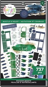 the happy planner sticker pack for calendars, journals and projects –multi-color, easy peel – scrapbook accessories – hustle & heart work from home theme – 30 sheets, 737 stickers total