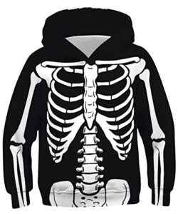 aideaone kids boys girls hoodies cool black skeleton halloween sweatshirts fashion novelty hoodies size l