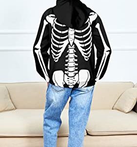 AIDEAONE Kids Boys Girls Hoodies Cool Black Skeleton Halloween Sweatshirts Fashion Novelty Hoodies Size L