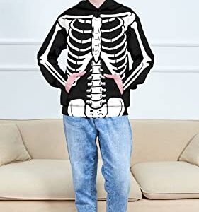 AIDEAONE Kids Boys Girls Hoodies Cool Black Skeleton Halloween Sweatshirts Fashion Novelty Hoodies Size L