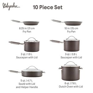 Ayesha Curry Kitchenware Professional Hard Anodized Nonstick Cookware Pots and Pans Set, 10 Piece, Charcoal