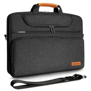 domiso 14 inch multi-functional laptop sleeve business briefcase waterproof messenger shoulder bag for 14" laptops/chromebook/ultrabook/apple/lenovo/hp/dell/asus/acer, black