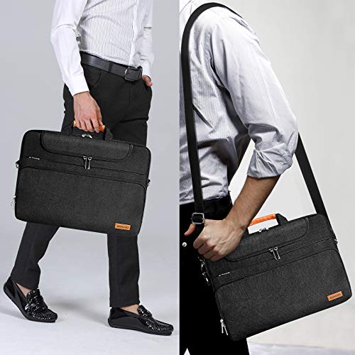 DOMISO 14 Inch Multi-Functional Laptop Sleeve Business Briefcase Waterproof Messenger Shoulder Bag for 14" Laptops/Chromebook/Ultrabook/Apple/Lenovo/HP/Dell/ASUS/Acer, Black