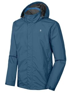 little donkey andy men's lightweight waterproof rain jacket outdoor rain shell coat for hiking,golf,travel blue mirage size l