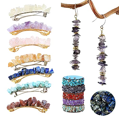 Allazone Natural Chip Gemstone Beads Set, 24 Style 1050 PCS Natural Gemstone Beads Kit Ear Hooks, Pendant Accessories, Pliers for Jewelry Necklace Bracelet Earring Making DIY Crafts