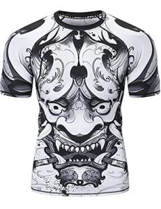 lafroi men's short sleeve upf 50+ baselayer performance compression shirt rash guard-cly08 hannya size sm