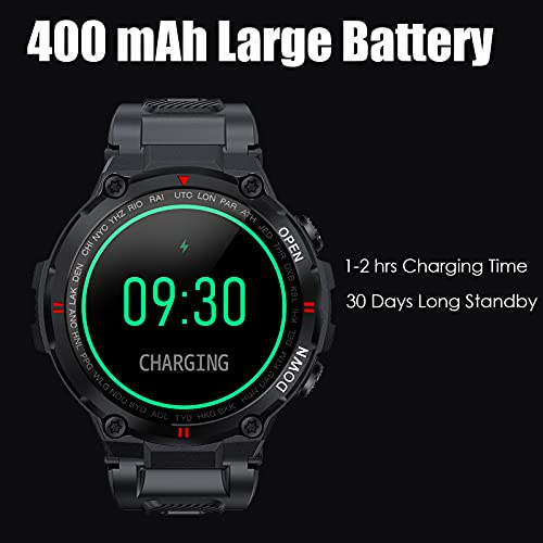 Military Smart Watch for Men Outdoor Waterproof Tactical Smartwatch Bluetooth Dail Calls Speaker 1.3'' HD Touch Screen Fitness Tracker Watch Compatible with iPhone Samsung