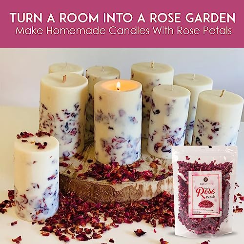 Cure With Pure Dried Rose Petals Edible No Preservatives,4 Ounces In Resealable Pouch Premium Natural Dried Roses For Tea, Baking, Desserts, Bread, Cakes, Bath, Making Rosewater (Pack Of 1)