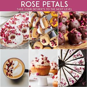 Cure With Pure Dried Rose Petals Edible No Preservatives,4 Ounces In Resealable Pouch Premium Natural Dried Roses For Tea, Baking, Desserts, Bread, Cakes, Bath, Making Rosewater (Pack Of 1)