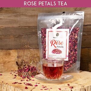 Cure With Pure Dried Rose Petals Edible No Preservatives,4 Ounces In Resealable Pouch Premium Natural Dried Roses For Tea, Baking, Desserts, Bread, Cakes, Bath, Making Rosewater (Pack Of 1)