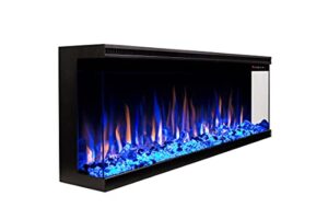 touchstone sideline infinity 3-sided smart 50-inch wifi-enabled electric fireplace - 80045 - built-in - 60 color combinations - 1500/750 watt heater (68-88°f thermostat) - black - log & crystals