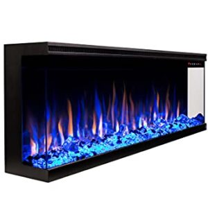 Touchstone Sideline Infinity 3-Sided Smart 50-inch WiFi-Enabled Electric Fireplace - 80045 - Built-in - 60 Color Combinations - 1500/750 Watt Heater (68-88°F Thermostat) - Black - Log & Crystals