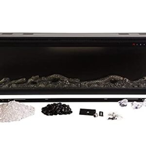 Touchstone Sideline Infinity 3-Sided Smart 50-inch WiFi-Enabled Electric Fireplace - 80045 - Built-in - 60 Color Combinations - 1500/750 Watt Heater (68-88°F Thermostat) - Black - Log & Crystals