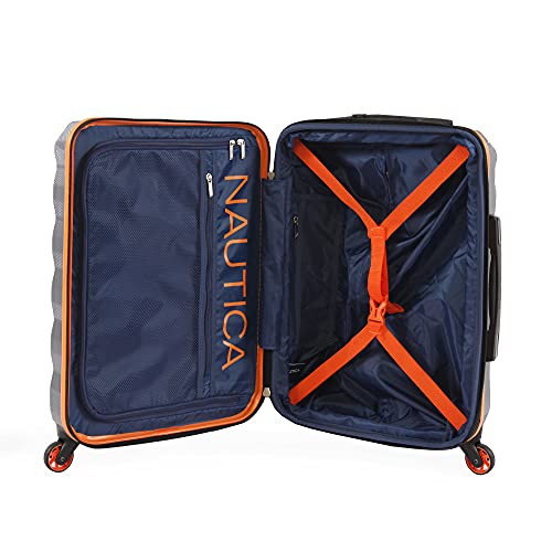 Nautica Quest Hardside Spinner Luggage, Grey/Orange, Carry-On 21-Inch