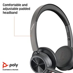 Poly - Voyager 4320 UC Wireless Headset (Plantronics) - Headphones with Boom Mic - Connect to PC/Mac via USB-A Bluetooth Adapter, Cell Phone via Bluetooth - Works with Teams, Zoom & More