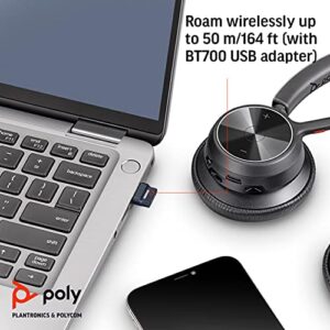 Poly - Voyager 4320 UC Wireless Headset (Plantronics) - Headphones with Boom Mic - Connect to PC/Mac via USB-A Bluetooth Adapter, Cell Phone via Bluetooth - Works with Teams, Zoom & More
