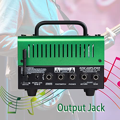 JOYO Badass Bass Mini Amp Head 50 Watt Preamp Hybrid Tube Power Amplifier (No Sound, Requires Extra Speaker & Headphone)