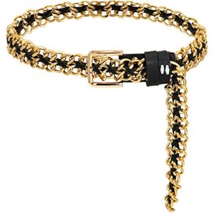yeeheen leather chain belts womens metal waist belts adjustable waist chain for dress 105cm gold