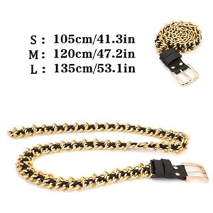 YeeHeen Leather Chain Belts Womens Metal Waist Belts Adjustable Waist Chain for Dress 105CM Gold