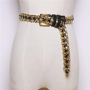 YeeHeen Leather Chain Belts Womens Metal Waist Belts Adjustable Waist Chain for Dress 105CM Gold