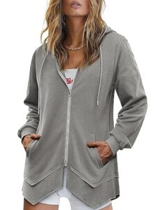 zeagoo lightweight sweatshirt hoodies for women casual cotton hooded jackets for fall actvie hoodie, grey s
