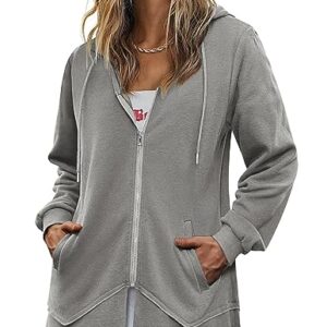 Zeagoo Lightweight Sweatshirt Hoodies for Women Casual Cotton Hooded Jackets for Fall Actvie Hoodie, Grey S