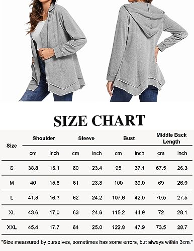 Zeagoo Lightweight Sweatshirt Hoodies for Women Casual Cotton Hooded Jackets for Fall Actvie Hoodie, Grey S