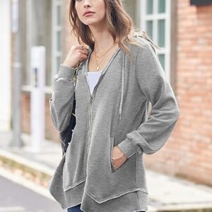 Zeagoo Lightweight Sweatshirt Hoodies for Women Casual Cotton Hooded Jackets for Fall Actvie Hoodie, Grey S