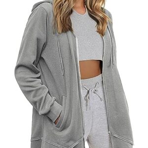 Zeagoo Lightweight Sweatshirt Hoodies for Women Casual Cotton Hooded Jackets for Fall Actvie Hoodie, Grey S