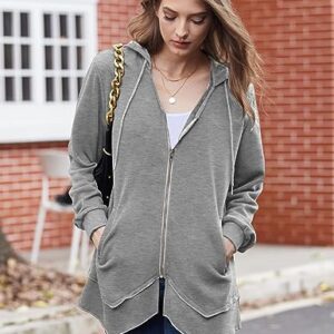 Zeagoo Lightweight Sweatshirt Hoodies for Women Casual Cotton Hooded Jackets for Fall Actvie Hoodie, Grey S