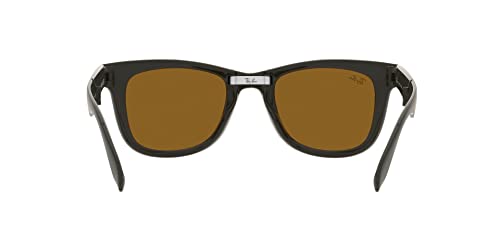 Ray-Ban RB4105 Folding Wayfarer Square Sunglasses, Military Green/Brown, 50 mm