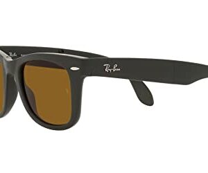 Ray-Ban RB4105 Folding Wayfarer Square Sunglasses, Military Green/Brown, 50 mm