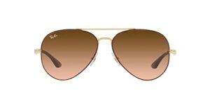 ray-ban rb3675 aviator sunglasses, gold/pink gradient brown, 58 mm