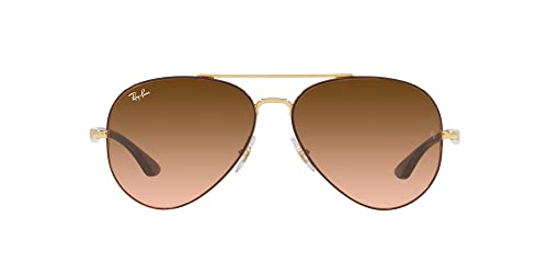 Ray-Ban RB3675 Aviator Sunglasses, Gold/Pink Gradient Brown, 58 mm