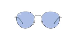 ray-ban rb3681 round sunglasses, silver/blue, 50 mm
