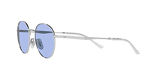 Ray-Ban RB3681 Round Sunglasses, Silver/Blue, 50 mm