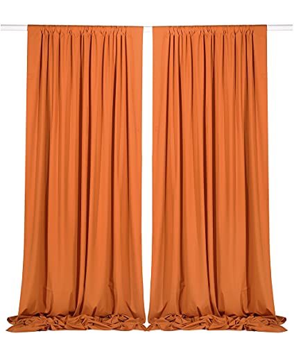 SHERWAY 2 Panels 4.8 Feet x 10 Feet Dark Orange Photography Backdrop Drapes, Thick Polyester Window Curtain for Wedding Party Ceremony Stage Decorations