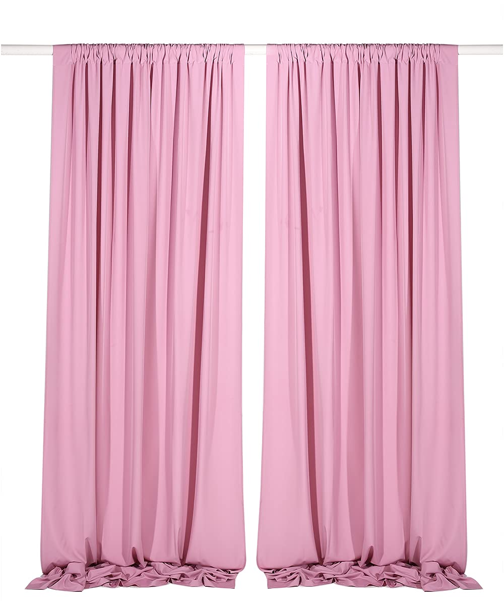 SHERWAY 2 Panels 4.8 Feet x 10 Feet Dusty Rose Photography Backdrop Drapes, Thick Polyester Window Curtain for Wedding Party Ceremony Stage Decorations