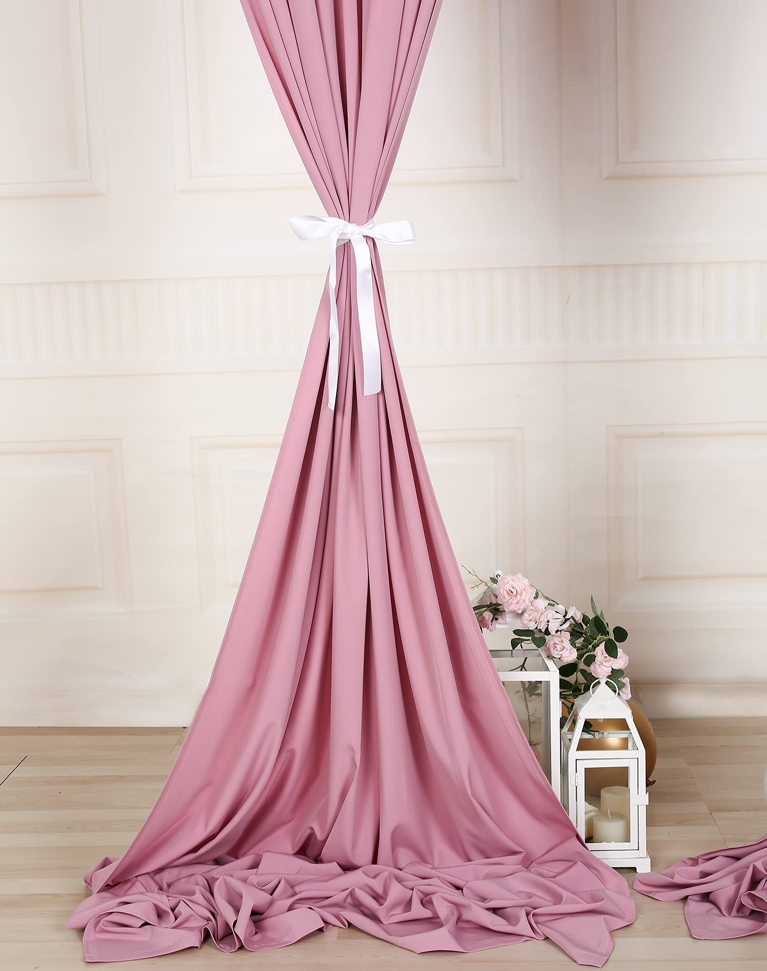 SHERWAY 2 Panels 4.8 Feet x 10 Feet Dusty Rose Photography Backdrop Drapes, Thick Polyester Window Curtain for Wedding Party Ceremony Stage Decorations